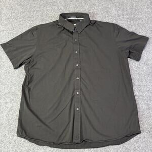 Buttercloth Shirt Mens 2XL Black Icy Cotton Short Sleeve Button Up Knit Casual